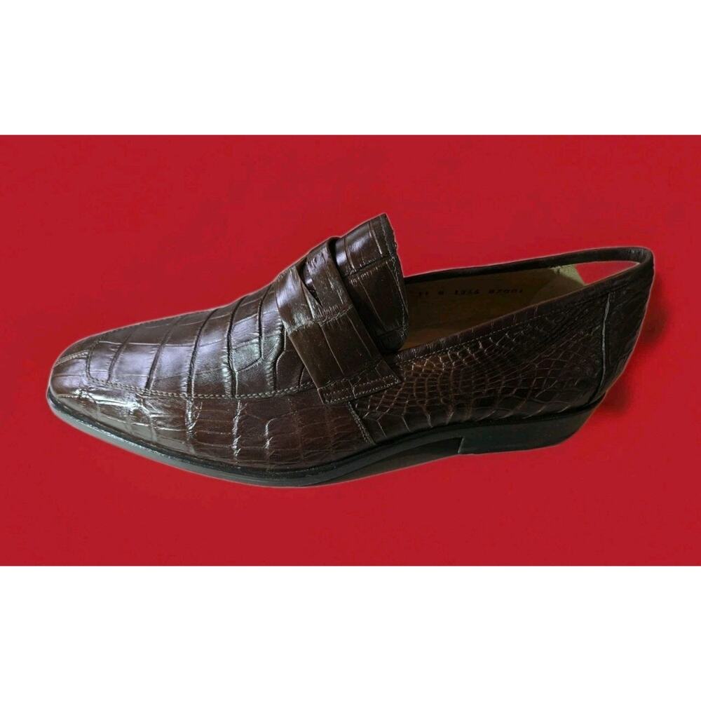 Matteo Men's Brown Genuine Alligator Skin Penny Loafer | Marco Di Milano 11b